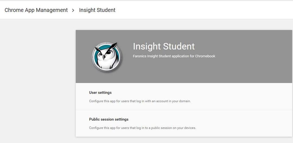 4 Em seguida, clique na seção Gerenciamento de aplicativos. Você deverá ver os aplicativos Insight Student e Insight WebHelper na lista de aplicativos. Clique no app Insight Student.