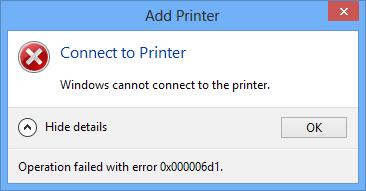 Caso na instalação, ocorra o erro abaixo: Execute o arquivo Win8-Win10-print.reg que se encontra no diretório \\pintado\publico\cti\adicionar PC Dominio.