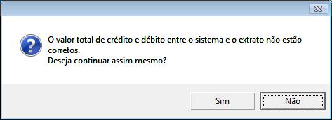 Figura 18: Fechar com valores diferentes Clicando em sim, será preenchido ao lado do botão Abrir data, as informações do Usuário e Data. Após, basta clicar em gravar.