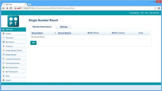 5. CONFIGURAR O SINGLE NUMBER REACH 1. No menu Single Number Reach (SNR) pode definir-se um número remoto para onde são encaminhadas todas as chamadas recebidas em uma ou várias extensões internas. 2.