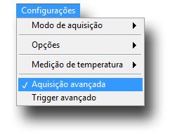 Figura 12. Menu para seleção do modo de aquisição avançada.