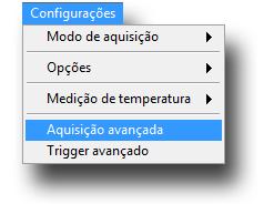 Para isso, escolha a opção que represente a forma de comunicação do controlador do Forno que realizará o ensaio. Figura 79 Representação do campo Medição de temperatura presente no Menu Configurações.