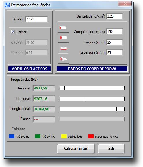 Há duas opções neste menu: Estimador de frequência e Simulador de sinal.