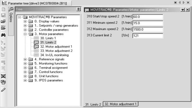 Operação do MOVITOOLS MotionStudio via EtherCAT Execução de funções com as unidades 7 5. Expandir a "Parameter tree" até o nó desejado. 6.
