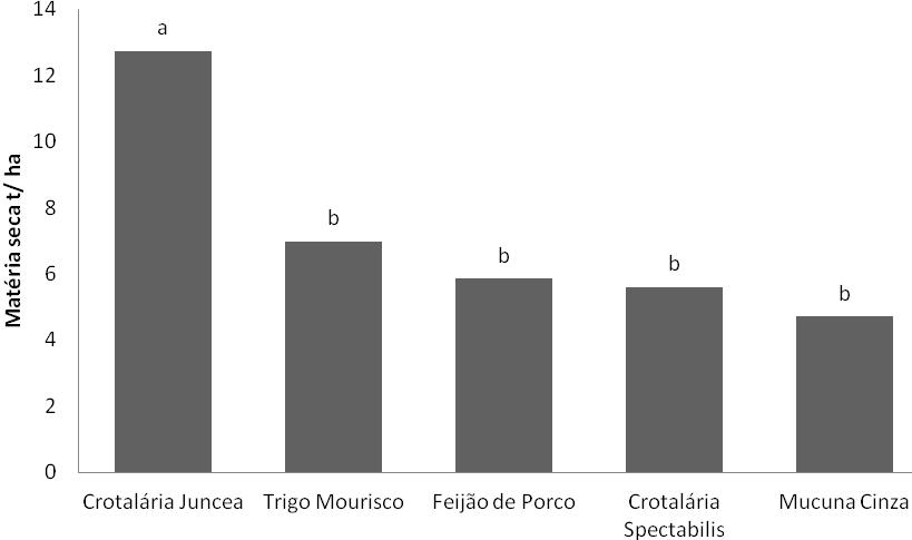 Figura 1. Produção de matéria verde das diferentes plantas de cobertura. IFF São Vicente do sul, 2013.