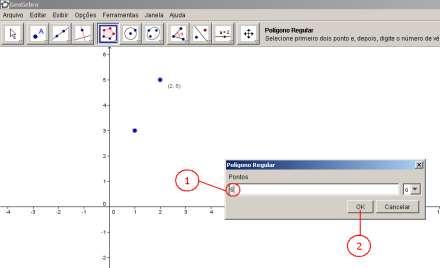 indicado o número de lados do polígono e clicar no botão OK para confirmar.