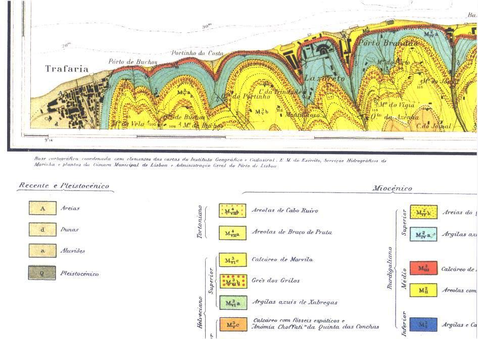 O caso mais simples é quando os limites entre as formações geológicas surgem sub-paralelos às