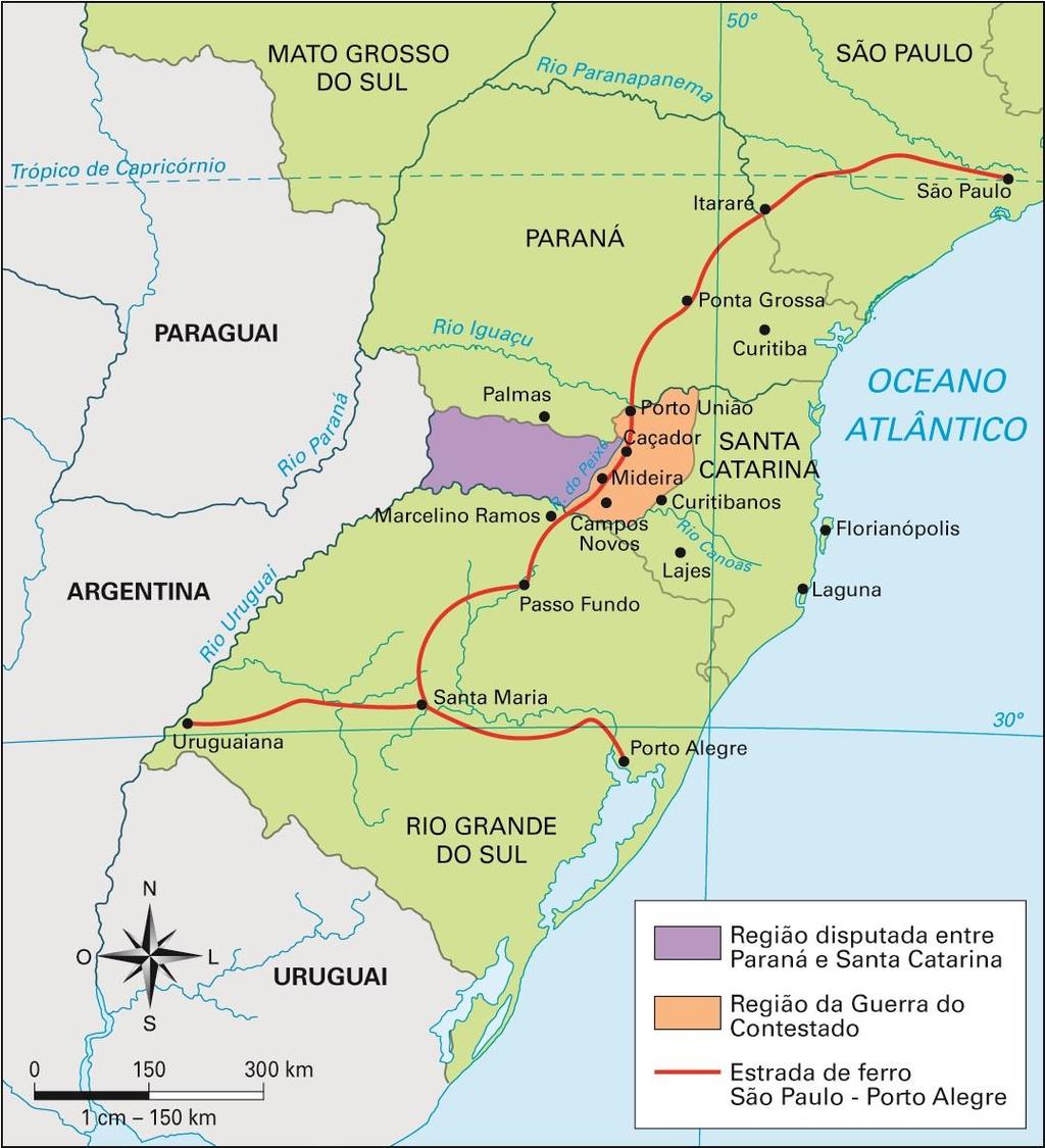 1912-1916, nos estado de Santa Catarina e Paraná muitos camponeses começaram a perder suas terras devido à construção de uma ferrovia estrangeira e à exploração de madeira e da erva-mate da região.