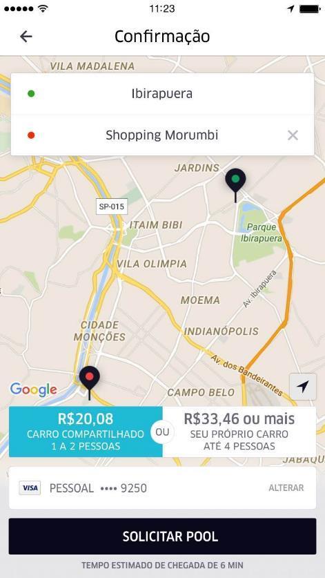 economizados em São Paulo Das viagens de uberx em São