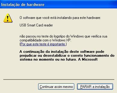 7 de 13 Figura 4 7. Aguarde enquanto o sistema instale a leitora; 8. Fim; 2.