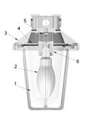 DETALHES CONSTRUTIVOS 0- Conjunto ótico 0- Lâmpada 0- Corpo 0- Refletor 0- Terminal de aterramento 0- Conjunto Soquete REFLETOR ESMALTADO Fabricado em chapa de aço esmaltado a fogo na cor branca