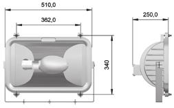 Projetor Industrial MODELO LPB/0 GRAU DE PROTEÇÃO: IP DADOS CONSTRUTIVOS Fabricada em liga de alumínio fundido copper free, resistente à corrosão, vidro temperado