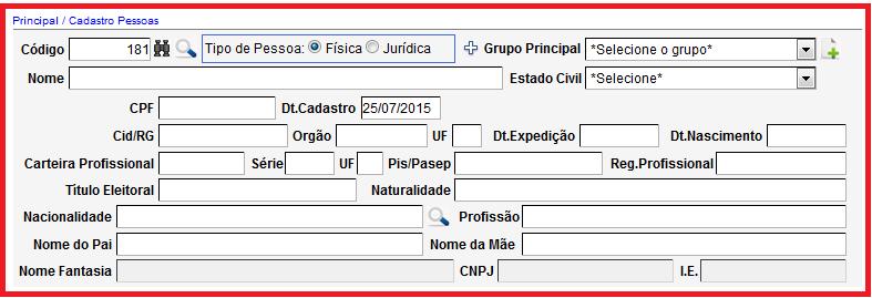 CADASTRAR PESSOAS NO SISTEMA NAJ 1ª PARTE Campo Código: Gerado automático pelo sistema Botão Binóculo: Utilize para pesquisar a pessoa pelo código automático do sistema Botão Lupa: Utilize para