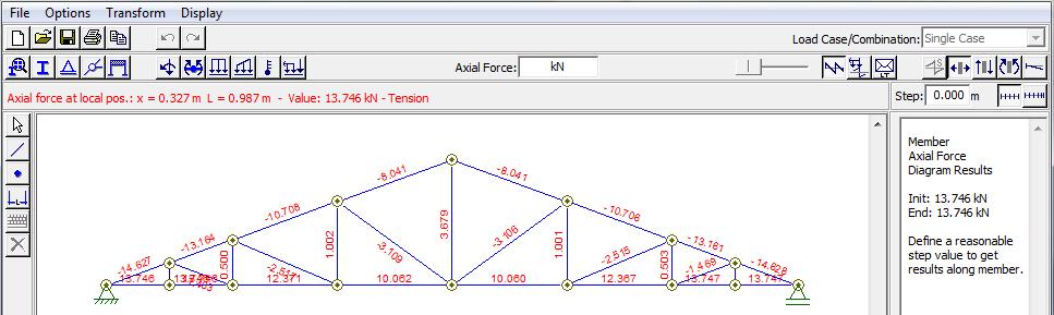 RESULTADOS Ampliar a janela do Ftool para tela cheia ( ) e centralizar a estrutura ( ). Esforços devido ao Carregamento Permanente 30º. No menu File => Open.