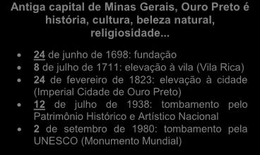 07. Leia as informações que mostram algumas datas importantes relacionadas à cidade de Ouro Preto e faça o que se pede.