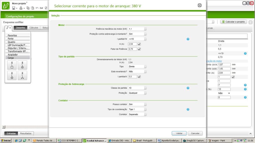 Assistente de configuração do motor