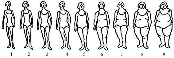 353 MENINAS Circule a figura que, em sua opinião, representa seu tipo físico Figura 2 - Escala de Autoimagem para o sexo feminino, (Stunkard e colaboradores, 1983).
