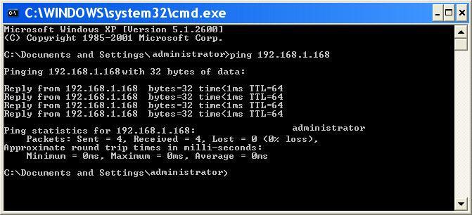 Passo 3: Verificar a conexão entre o PC e a Cam IP 1.