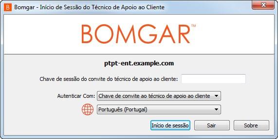 Os técnicos de apoio ao cliente convidados também podem inserir uma chave de sessão para aderir a uma sessão partilhada uma única vez.