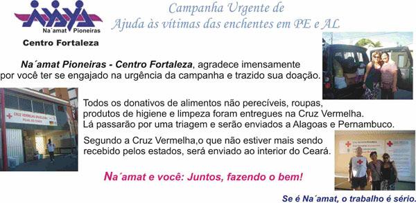 Na amat Pioneiras Centro Fortaleza fez a entrega dos gêneros da Campanha Urgente em apoio às vítimas das enchentes em Alagoas e Pernambuco.