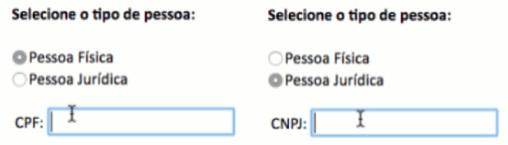 Quando você clicar em Pessoa Física o campo CPF é apresentado (ele não estava visível anteriormente).