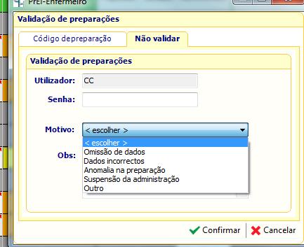 de Consumos Reconstituição de liofilizados Gestão de bombas de