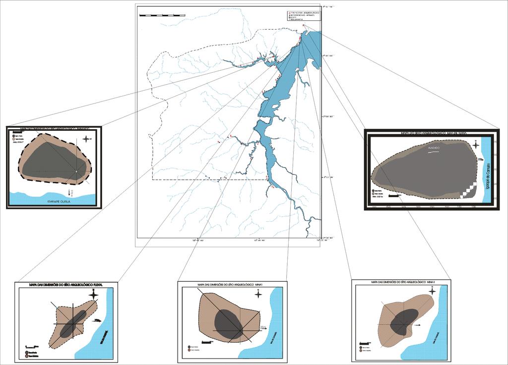 Figura 1: Mapa de localização da área de estudo Durante o trabalho de campo, foram abertas trincheiras e efetuada tradagens com trado holandes, e coletadas amostras de solos dos horizontes A 1 e A 2,