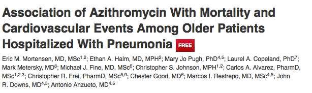 Azitromicina 1.Menor mortalidade 90 dias 2.