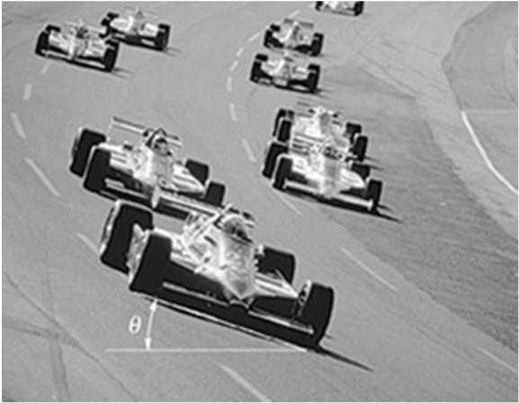 Equação do movimento: coordenadas normal e tangencial Exemplo 18: Determine o ângulo de superelevação θ que uma pista de corrida deve ter para que as rodas dos carros não tenham que depender do