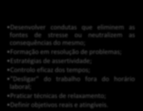 Medidas de prevenção a nível individual Desenvolver condutas que eliminem