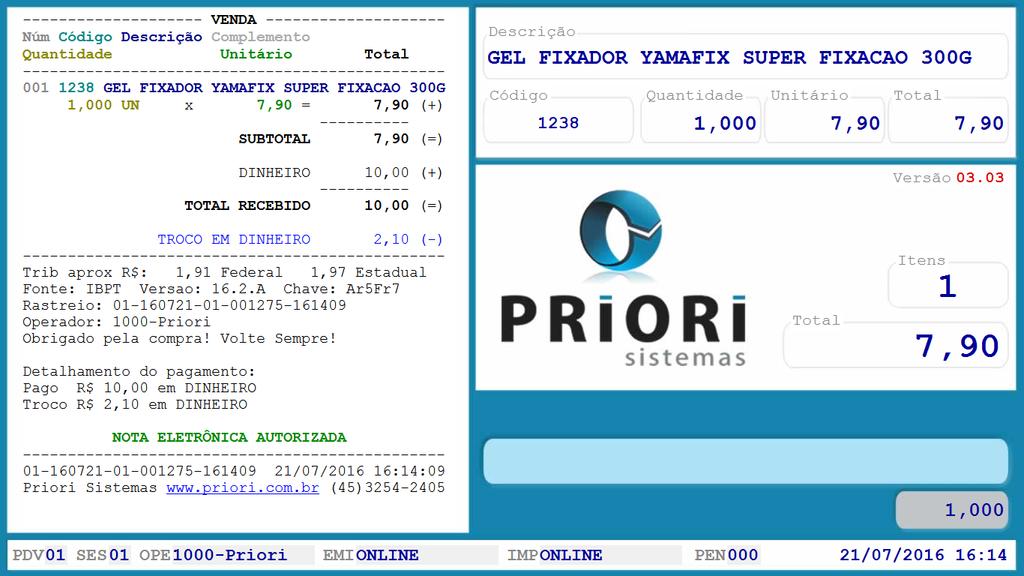 5 2. Tela Principal O programa Pit-Caixa opera com a utilização de apenas uma tela. Esta tela contêm todas as informações necessárias para operar um caixa, de forma a realizar vendas e recebimentos.