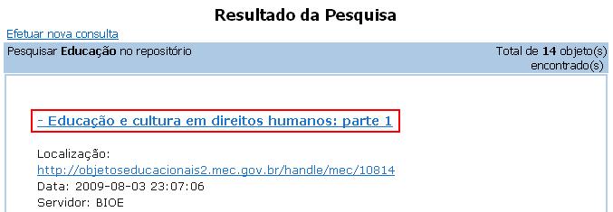 Figura 3: Resultado da Consulta para opção TODOS.