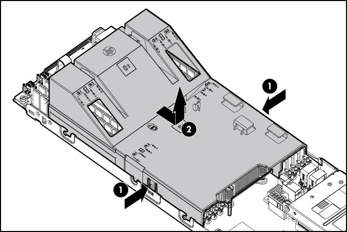 Remova a placa defletora de ar de 2U 4. Remova o compartimento da placa riser PCI (na página 4). 5.