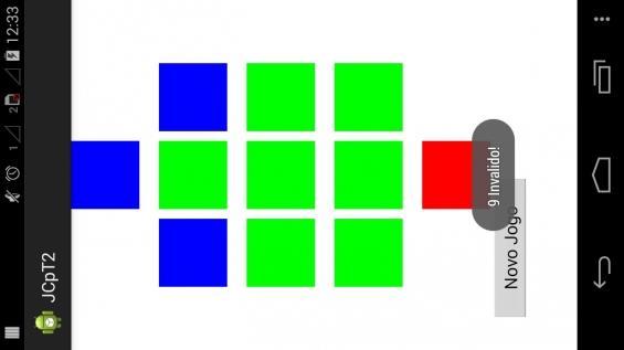 Figura 5 - Movimento invalido No caso do jogo ser utilizado para testar inteligência artificial, ela será representada pelas peças azuis, ou seja, representando o caçador.