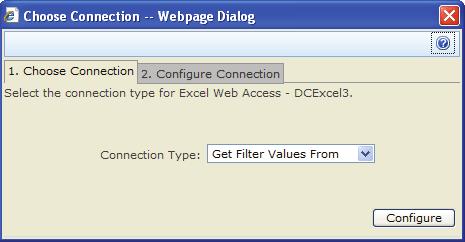 Conectar Web parts 6. Na guia Configurar conexão, selecione o item do parâmetro no menu Parâmetro filtrado que deseja especificar por meio da conexão da Web part.