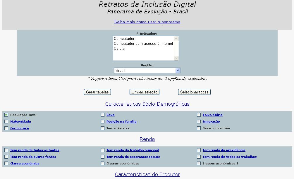 Panorama de Evolução: Retratos da Inclusão Digital