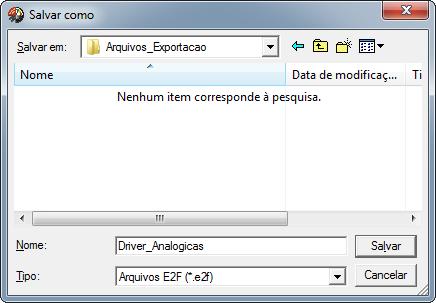 NOTA: Serão exportados todos os tags e blocos PLC vinculados ao driver, bem como os alarmes inseridos nestes