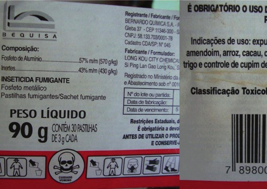 José Ângelo N. Menezes Júnior O método mais utilizado de expurgo é realizado com pastilhas de fosfeto de alumínio (fosfina).