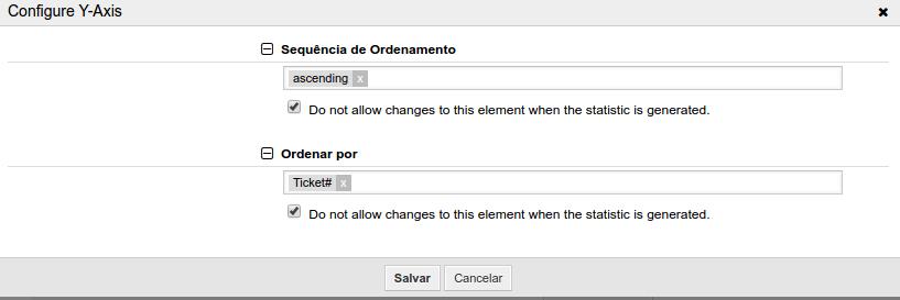 Em seguida, escolher como você gostaria de ordernar os chamados, ou seja, escolher se é crescente ou decrescente, e por qual atributo vai ser ordenado. Normalmente ordenamos pelo Ticket#.