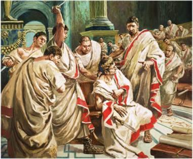 Júlio César acusado de querer restaurar a monarquia foi assassinado ( Até tu, Brutus?