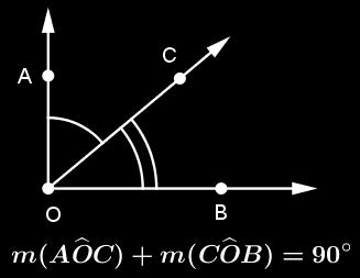 0.1.1 Ângulos complementares Dois ângulos são complementares se, e somente se, a soma de suas medidas é 90.