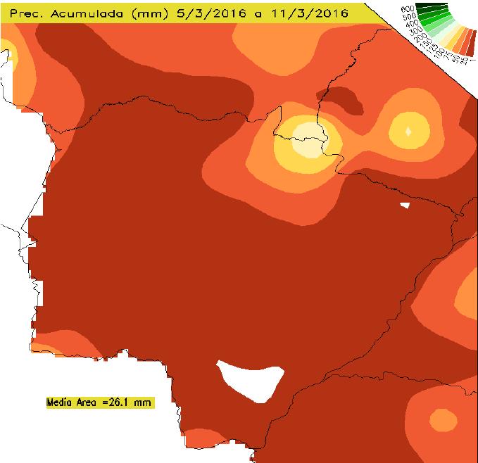 mm Figura 1: Precipitação acumulada em Mato Grosso do Sul de 05/03 a 11/03/2016 respectivamente Fonte:clima1.cptec.inpe.