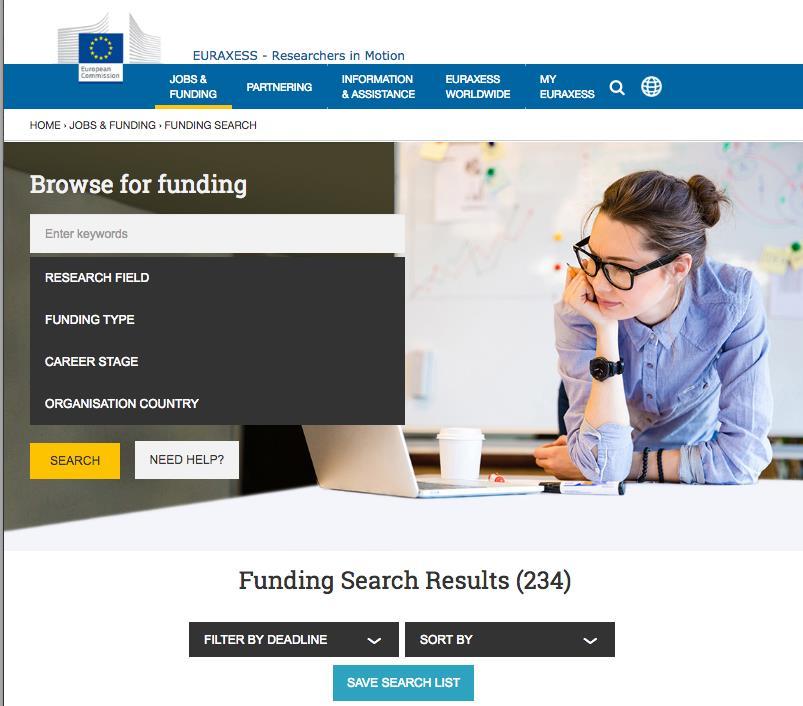 JOBS & FUNDING Encontro um fomento no portal de fomento Funding database Base de dados online