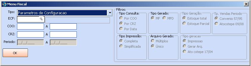 relatório gerencial com as informações dos meios de pagamento do período selecionado. Para ativar a função, selecione no campo TIPO a opção: Meios de Pagamento.