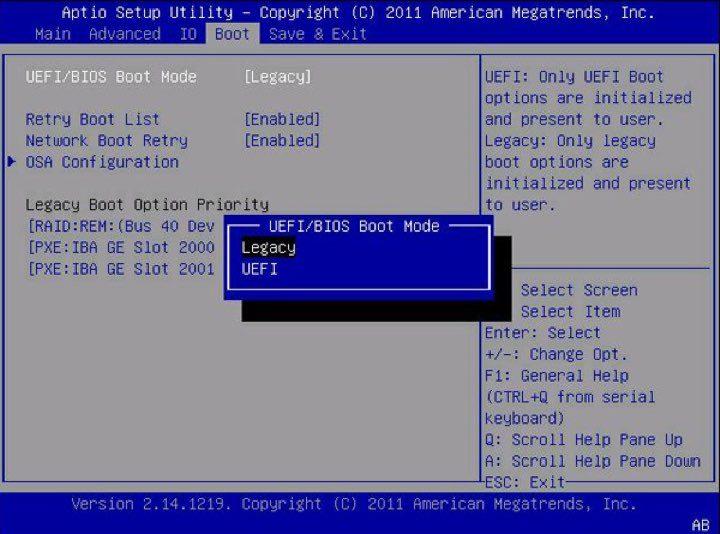 O Legacy Mode opera como se fosse uma BIOS. Serão perdidos quase todos os benefícios da UEFI, como o Secure Boot ou o Fast Boot, mas a interface gráfica do utilizador manter-se-á. A u?nica diferenc?