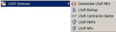 Na área de trabalho também estará disponível atalhos para os programas LSoft NFe e LSoft MDFe (este somente se