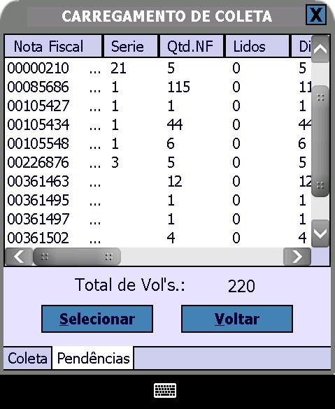 Caso o volume(s) já tenha sido embarcado aparecerá a mensagem O volume numero do volume já foi carregado Antes da finalização do carregamento de volumes, ao clicar no botão