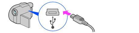Capítulo 1: Instalar pela primeira vez Passo 2: Ligação com um cabo USB A secção seguinte descreve a forma de ligar a sua câmara de vídeo a um computador utilizando um cabo USB e fazer o seu