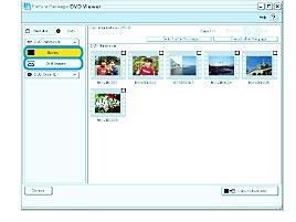6 Clique no separador [DVD] [DVD Handycam]. 7 Quando copia o vídeo, clique em [Movies], quando copia imagens fixas, clique em [Still Images].