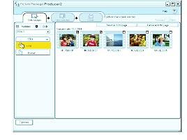 5 Seleccione imagens de vídeo e fixas como materiais. As imagens de vídeo e fixas seleccionadas estão marcadas com um.